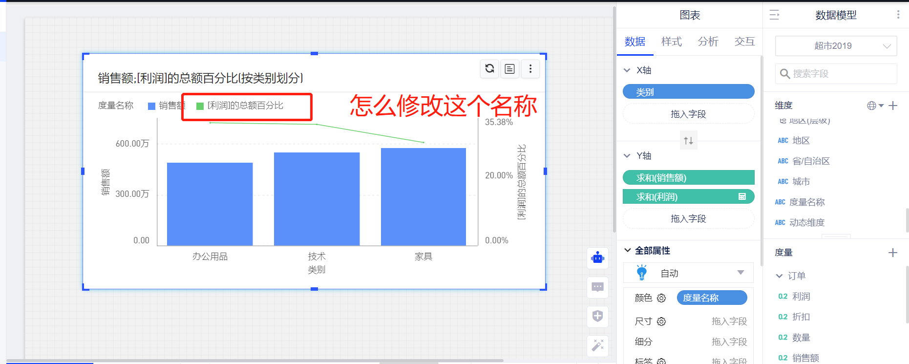 度量值做图例时怎么修改显示名称？ - 图1